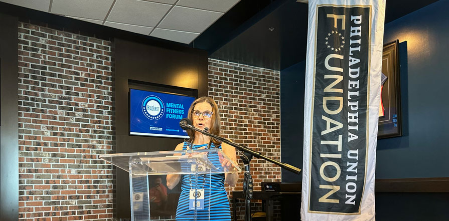 Suzie moderating The Philadelphia Union Foundation’s 2025 Mental Fitness Forum